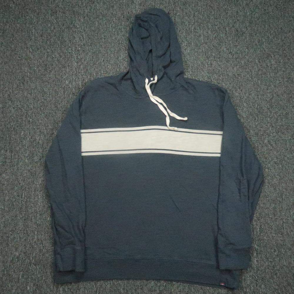 Faherty Hoodie Mens XXL Blue Legend Chest Stripe‎ Pullover Hooded Organic Cotton
